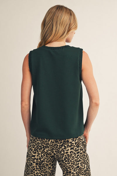 Smocked Edge Detail Sleeveless Top