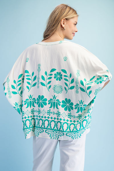 Printed Relaxed Fit Dolman Sleeve Top