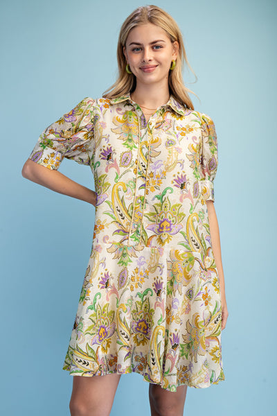 Floral Button Down Shirt Dress