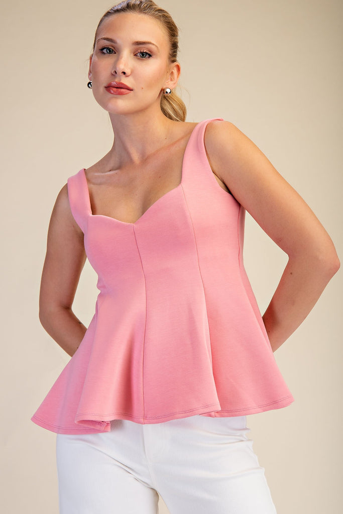 Scuba Knit Peplum Stretch Top