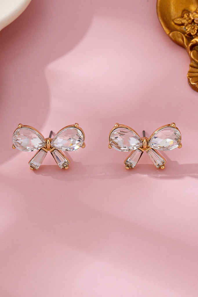 Crystal Bow Stud Earrings