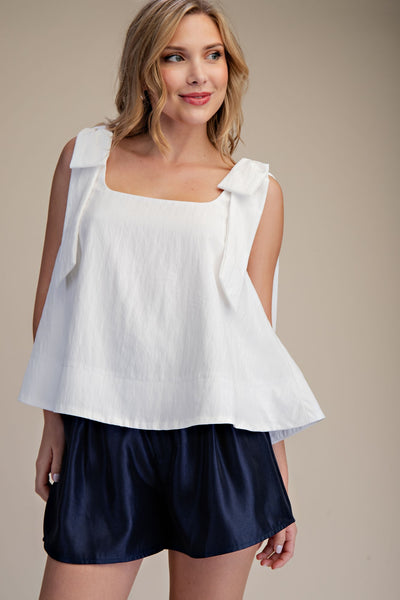 Scoop Neck Bow Shoulder Top