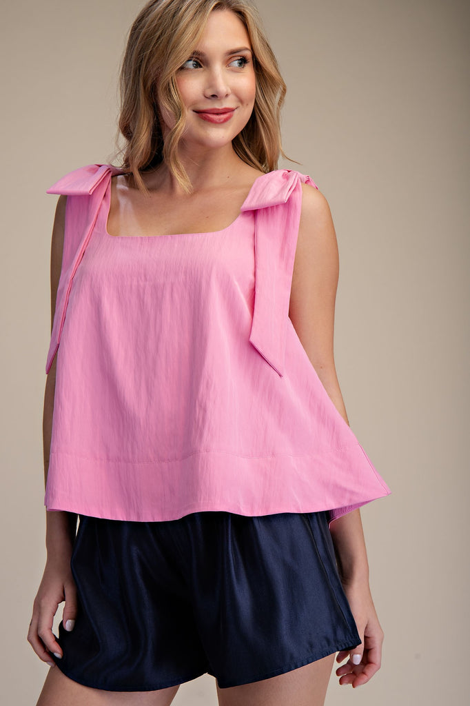 Scoop Neck Bow Shoulder Top