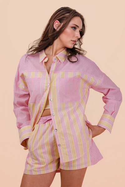 Stripe Woven Top & Shorts Set