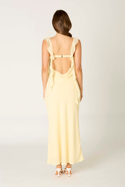Open Back Ruffle Maxi Dress