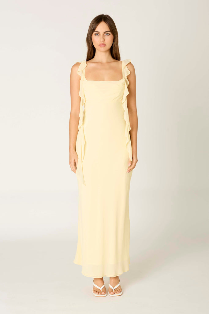 Open Back Ruffle Maxi Dress