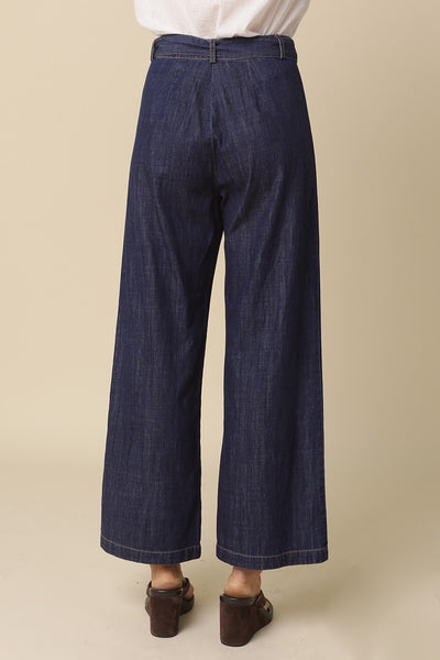 Denim High Rise Tie-Waist Pants
