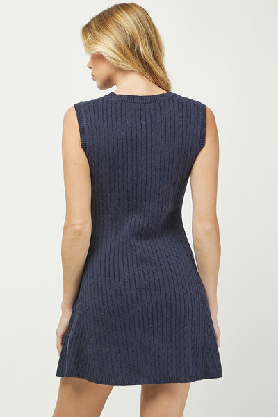 Cable Knit Sleeveless Sweater Dress