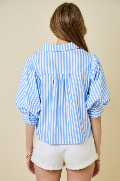 Striped Button Down Cropped Top
