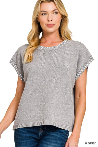 Stitch Detailed Oversize Sweater Vest