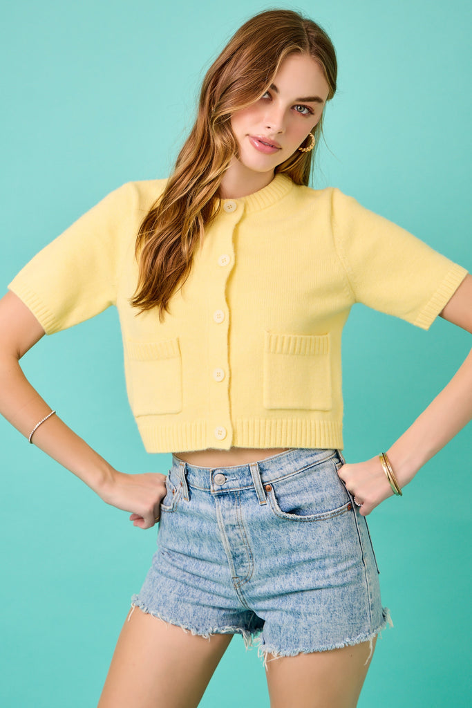 Crew Neck Knit Cardigan Top