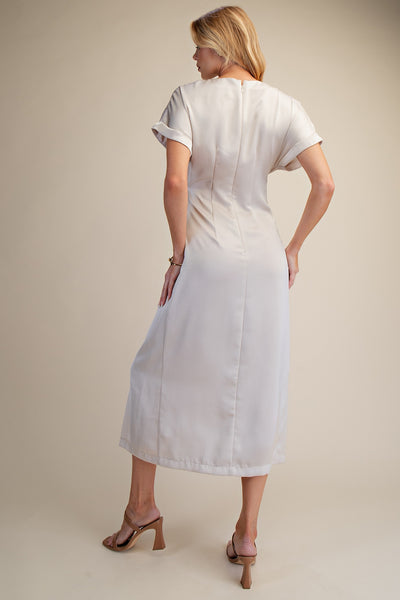 Gathered Metal Trim Midi Dress