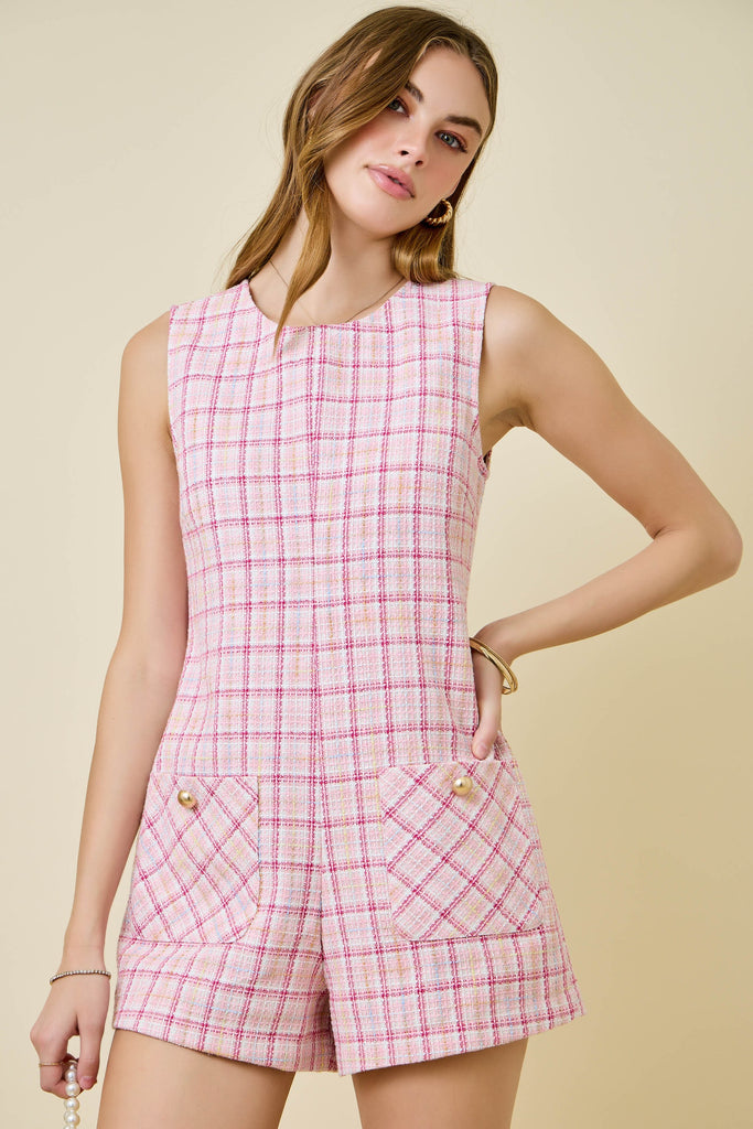 Sleeveless Spring Tweed Romper