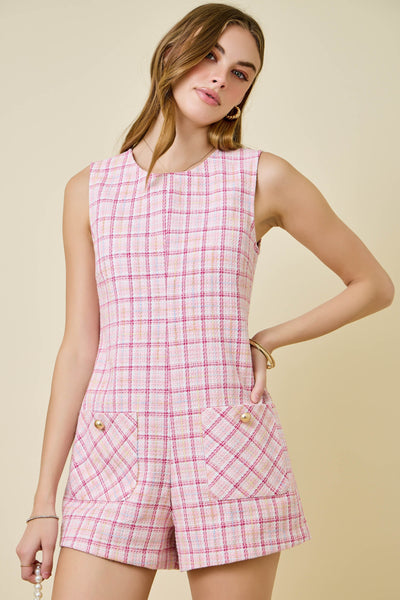 Sleeveless Spring Tweed Romper