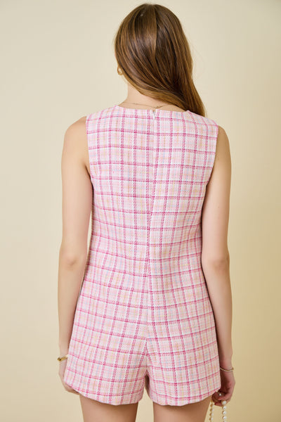 Sleeveless Spring Tweed Romper