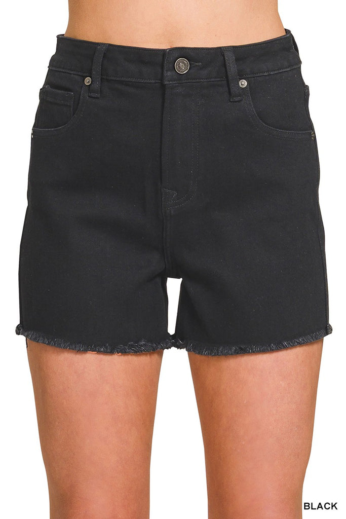 Raw Frayed Hem Denim Shorts