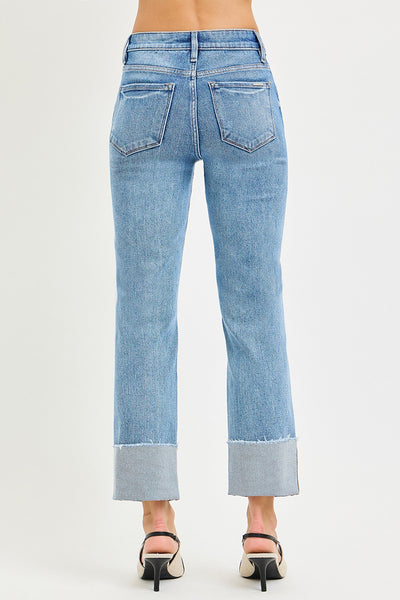 Risen TC Mid Rise Crop Straight Cuff Jean