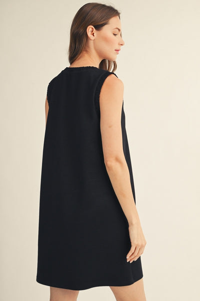 Smocking Edge Solid Shift Dress