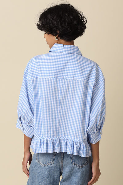 Tara Gingham Ruffle Hem Blouse