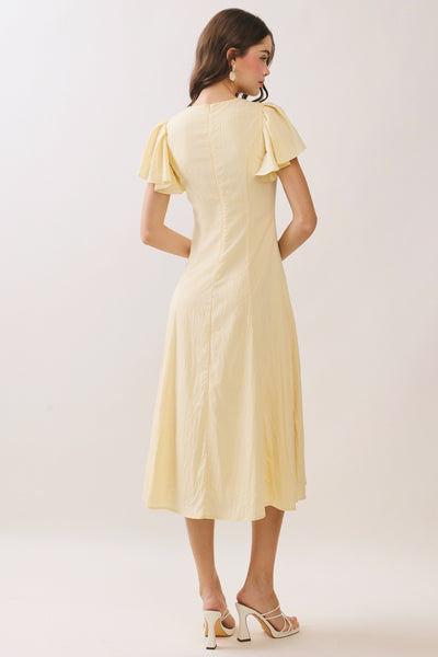 Flutter Short Sleeve Flowy Midi Dress