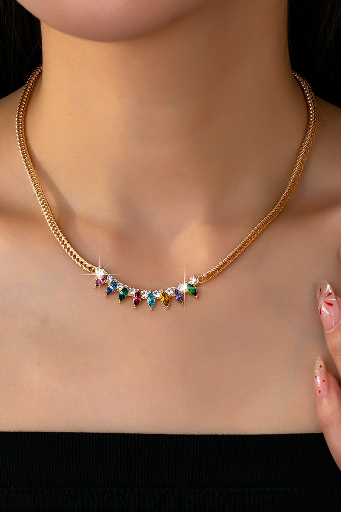 Rainbow Marquise Drop Bib Necklace