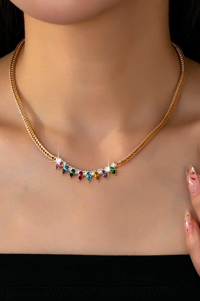 Rainbow Marquise Drop Bib Necklace
