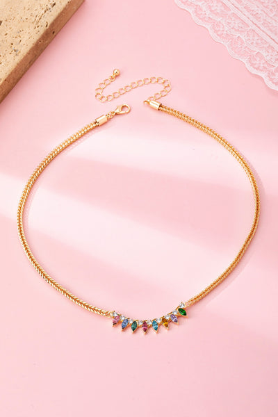 Rainbow Marquise Drop Bib Necklace