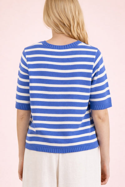 Stripe Button Down Knit Sweater Top
