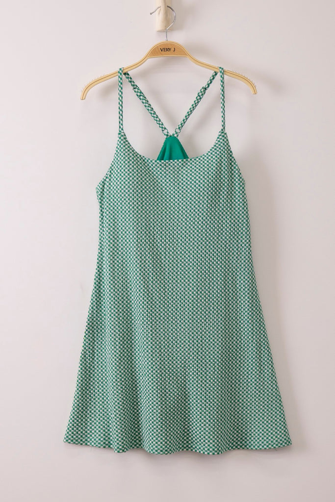 Textured Checkered Activewear Tennis Dress
