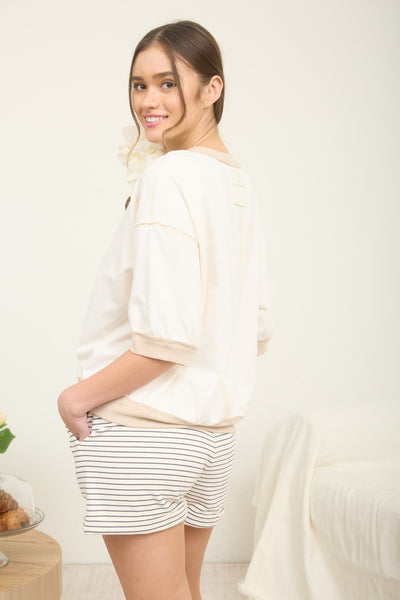 Contrast Trim Raglan Short Sleeve Top