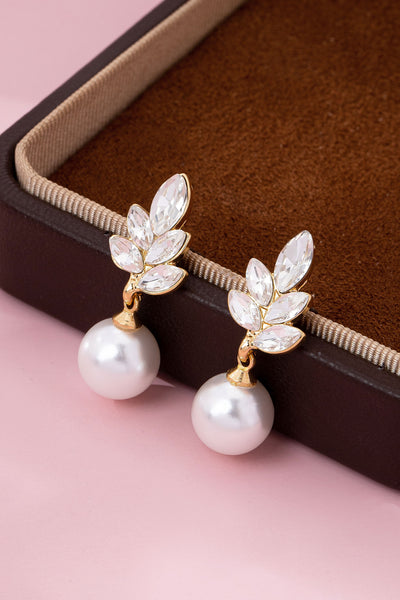 Crystal Cluster & Teardrop Pearl Earrings