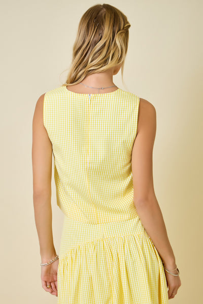 Sleeveless Gingham Top & Skirt Set