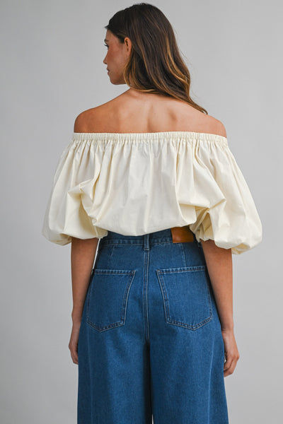 Off Shoulder Elastic Neck Cropped Top