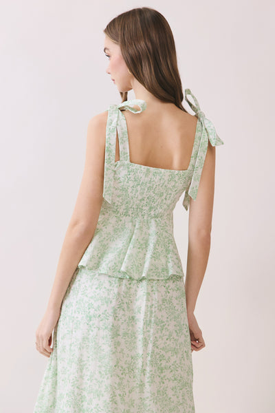 Floral Tie Strap Peplum Top