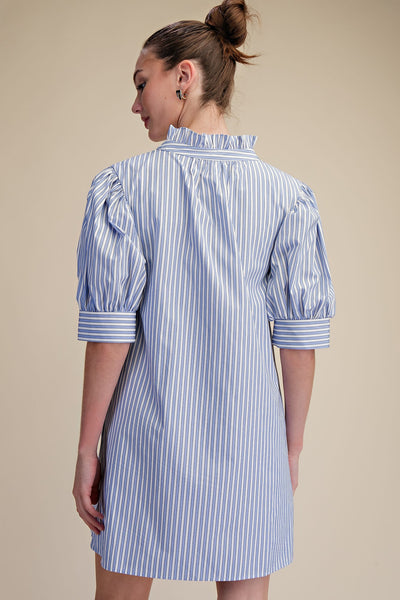 Puff Sleeve Striped Mini Dress