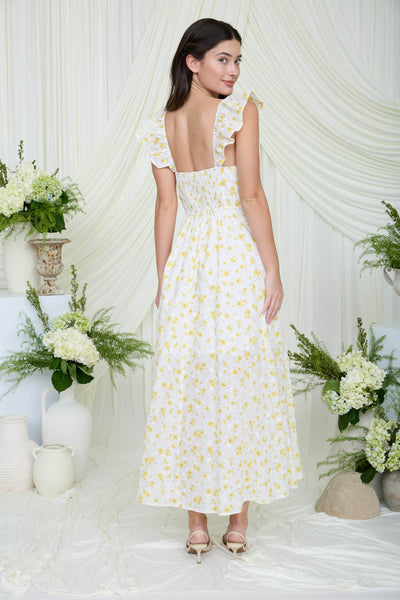 Floral Eyelet Pattern Corset Midi Dress