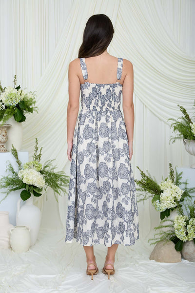 Floral Jacquard Sleeveless Midi Dress