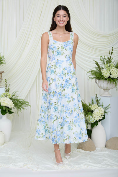 Floral Eyelet Pattern Midi Dress