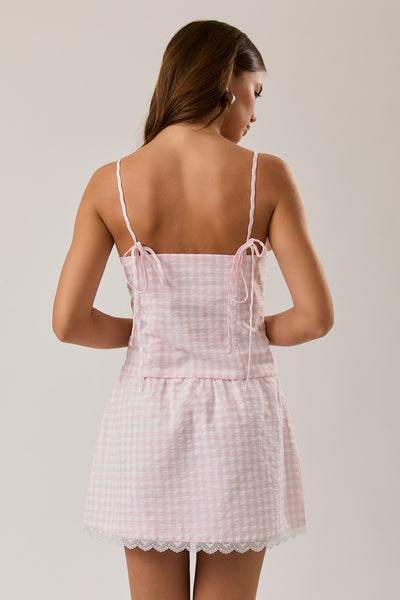 Gingham Lace Top & Skort Set