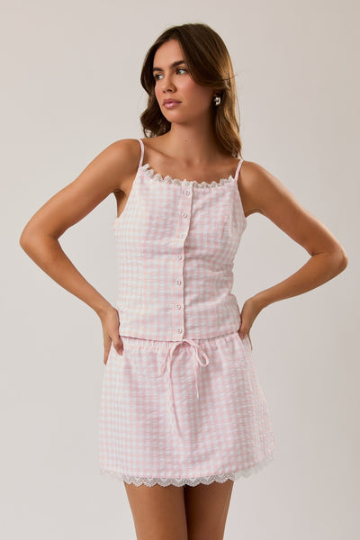 Gingham Lace Top & Skort Set