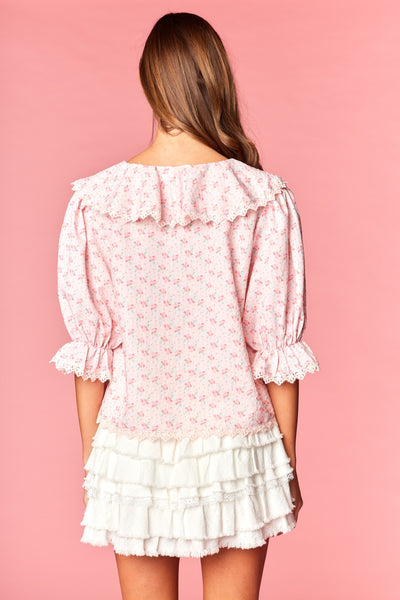 Floral Ruffle Lace Blouse