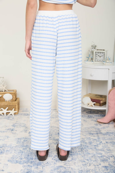 Textured Stripe Wide Leg Lounge Pants