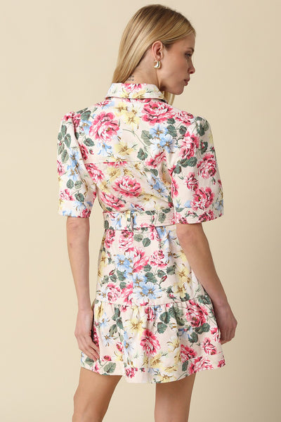 Marina Floral Belted Mini Dress