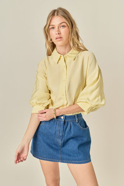 Balloon Sleeve Button Down Top