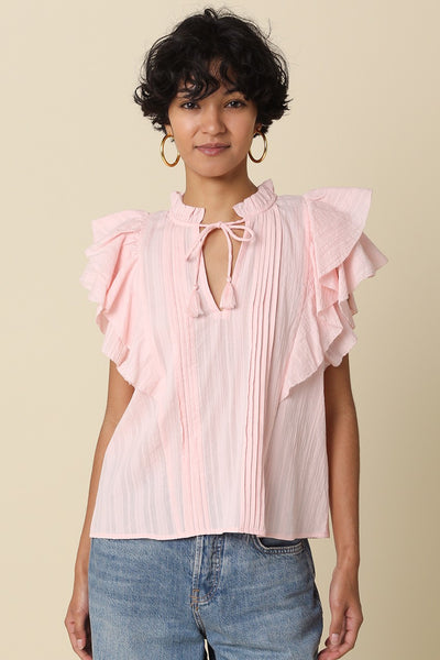 Elodie Ruffle Trim Tie Blouse