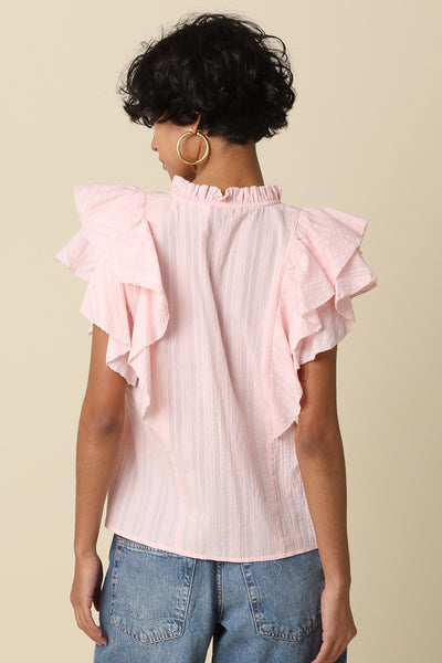 Elodie Ruffle Trim Tie Blouse