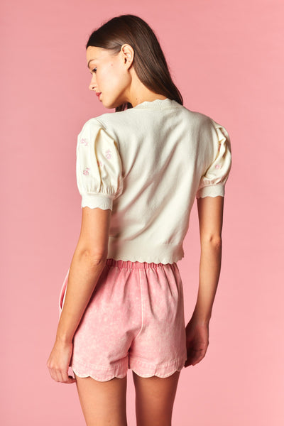 Rose Embroidery Knit Cardigan