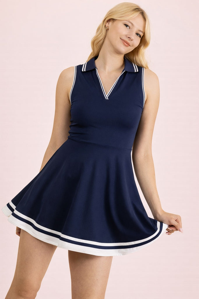 Collared Sleeveless Activewear Tennis Dress