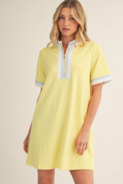 Front Zip Up Solid Casual Dress