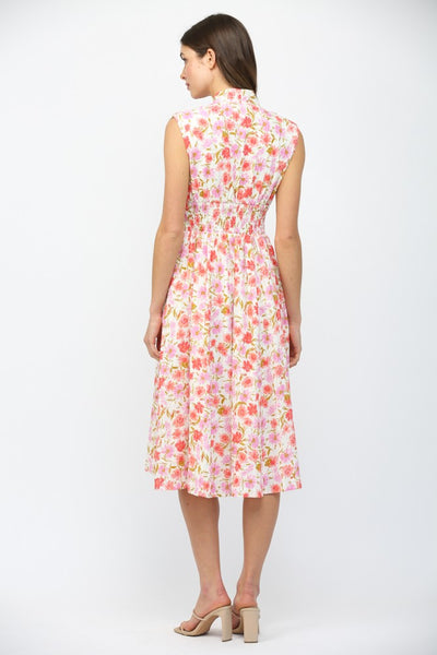 Floral Jacquard V-Neck Midi Dress